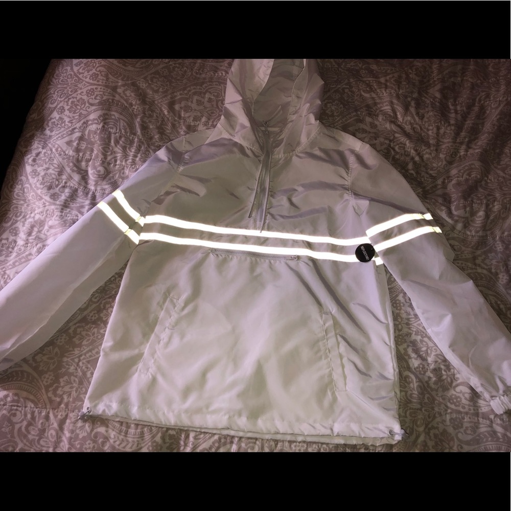 Milas White Reflective Anorak Windbreaker
